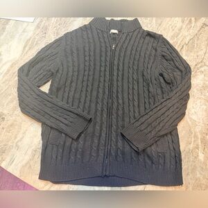 COOFANDY Men’s Black Cable Knit Zip Sweater Jacket Size Large
